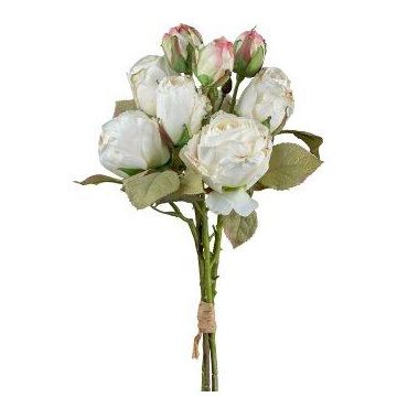 Mazzo di fiori artificiali rose JARZO, bianco, 55 cm