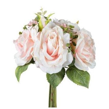 Mazzo di fiori artificiali rose NURZO con accessori, rosa delicato, 30 cm