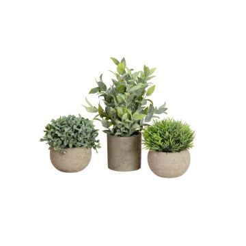 Composizione artificiale LAVADA con bosso, erba ornamentale, pungitopo, vaso decorativo, verde, 12-25cm Composizione artificiale LAVADA con bosso, erba ornamentale, pungitopo, vaso decorativo, verde, 12-25cm