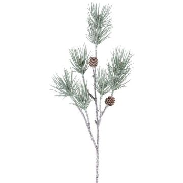 Ramo artificiale pino GRALTO con pigne, ghiacciato, grigio-verde, 70cm