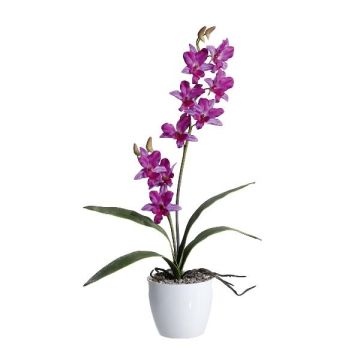 Orchidea artificiale Dendrobium Sonia NELTI, vaso in ceramica, radici, lilla, 60cm Orchidea artificiale Dendrobium Sonia NELTI, vaso in ceramica, radici, lilla, 60cm