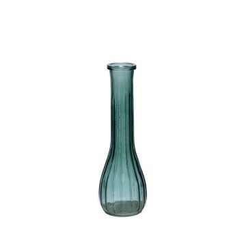 Vaso in vetro ondulato KOSTA, blu petrolio-trasparente, 21,5 cm, Ø 7 cm