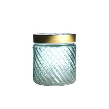 Vaso in vetro CALLYPSO, coperchio forato, verde-oro, 12 cm, Ø 11 cm
