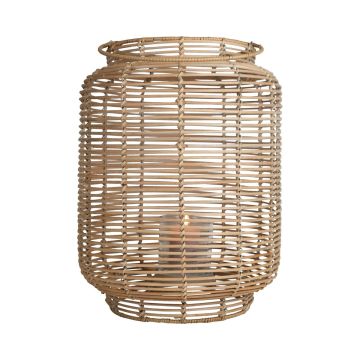 Lanterna a cesto AMBROSIA in rattan, manico, inserto in vetro, beige, 60 cm, Ø 32 cm Lanterna a cesto AMBROSIA in rattan, manico, inserto in vetro, beige, 60 cm, Ø 32 cm