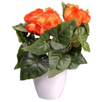 Fiore artificiale begonia SYLINA, vaso decorativo bianco, arancione, 25 cm