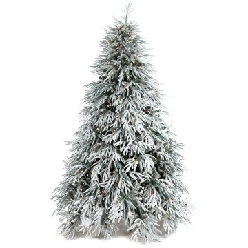 Albero di Natale artificiale BRYNE con pigne, effetto brina, LED, 195 cm, Ø 140 cm