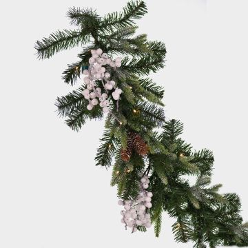 Ghirlanda invernale artificiale NAMSOS, bacche, pigne, LED, 180 cm, Ø 35 cm