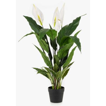 Pianta artificiale a foglia singola RANIESO, vaso decorativo, fiori, bianca, 90 cm
