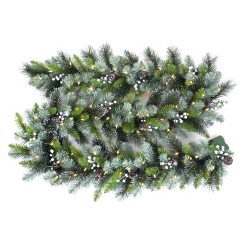 Ghirlanda di abete artificiale WISCONSIN, decorata in argento, glitter, LED, 275 cm, Ø 30 cm