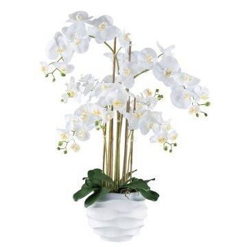 Orchidea artificiale Phalaenopsis STONFER, vaso decorativo bianco, bianco, radici, 90 cm