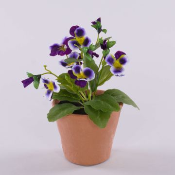 Fiore artificiale decorativo viola BAHNY in vaso terracotta, viola-lilla, 17 cm Fiore artificiale decorativo viola BAHNY in vaso terracotta, viola-lilla, 17 cm