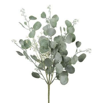 Pianta artificiale eucalipto KLORHE, bastoncino, fiori, verde-grigio, 40 cm