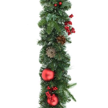 Ghirlanda artificiale di abete VISALIA, verde, frutti, 180cm, Ø30cm Ghirlanda artificiale di abete VISALIA, verde, frutti, 180cm, Ø30cm