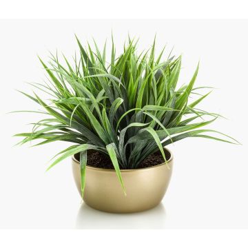 Cannuccia di palude artificiale NIBORI in vaso di ceramica dorato, verde, 35cm