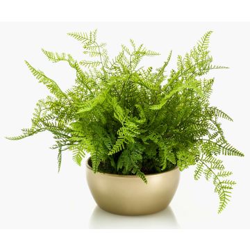 Felce femmina artificiale HANNU in ciotola di ceramica dorata, verde, 40cm, Ø45cm