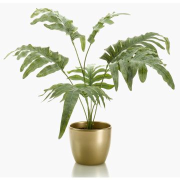 Felce phlebodium artificiale SCORPI in vaso di ceramica dorato, verde-grigio, 65cm