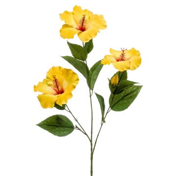 Ramo di ibisco artificiale AMADOU con fiori, giallo, 80cm