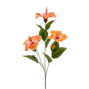 Ramo di ibisco artificiale AMADOU con fiori, arancione, 80cm