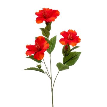 Ramo di ibisco artificiale AMADOU con fiori, rosso, 80cm