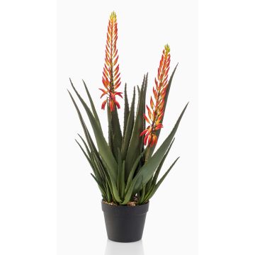 Aloe Vera artificiale SUSUMI con fiori, vaso decorativo, arancione-verde, 80cm Aloe Vera artificiale SUSUMI con fiori, vaso decorativo, arancione-verde, 80cm