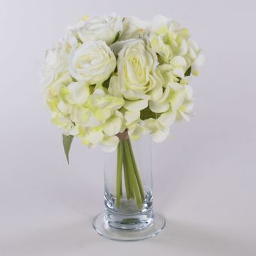 Bouquet di fiori artificiali FOUDILA, rose, ortensie, bianco, 25cm