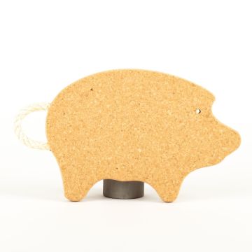 Sottobicchiere a forma di maiale RUDI, sughero, naturale, 32x18,5x2cm