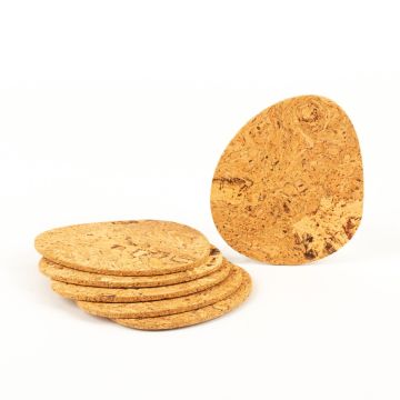 Sottobicchiere di sughero a petra GAVAN, 6 pezzi, naturale-nero, 10,5x9cm, spessore 0,3cm