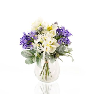 Bouquet artificiale invernale ALANA, bianco-viola, 35cm, Ø30cm