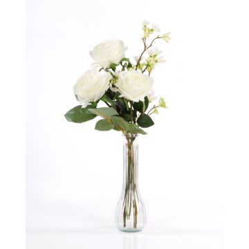Boquet di rose finte SIMONY con accessori, crema, 45cm, Ø20cm