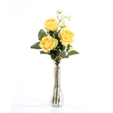 Boquet di rose finte SIMONY con accessori, giallo, 45cm, Ø20cm Boquet di rose finte SIMONY con accessori, giallo, 45cm, Ø20cm