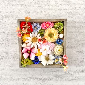 DIY - Quadro murale Colorful Blooms - splendore floreale colorato in cornice di legno