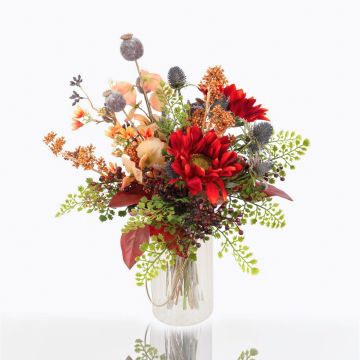 Bouquet artificiale autunnale HELENA, girasole, rosso, 40cm, Ø35cm