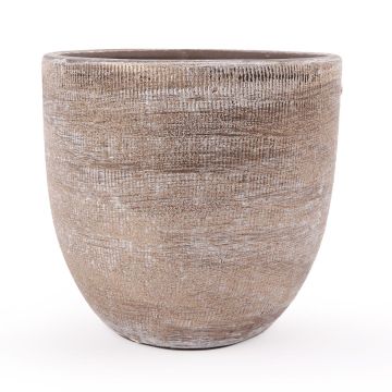 Vaso da piante in ceramica KAMUNI, strisce verticali, grigio-verde, 25cm, Ø27cm