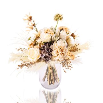 Mazzo di fiori artificiali RAWENNA effetto secco, beige-bianco, 40 cm, Ø 50 cm