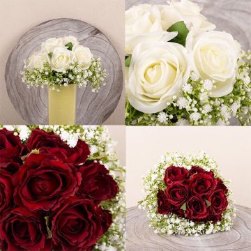 Biancaneve e rosa rossa - Bouquet da sposa personalizzato per la cliente Aya