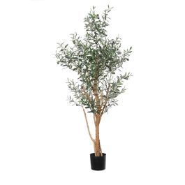 Olivo Artificiale 180x65 Cm - Pianta Finta Realistica Con Vaso, Regolabile, Per Interni