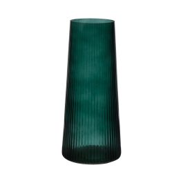 Vaso Conico In Plastica Antracite 58x30 Cm Con Inserti - Design Scanalato, Resistente Al Gelo, Per Esterni E Interni