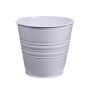 Fioriera rotonda MICOLATO con scanalature, zinco, bianco, 16cm, Ø18,5cm