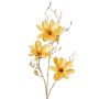 Ramo di magnolia artificiale in velluto LEAFY, giallo-oro, 115 cm