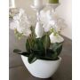 Orchidea phalaenopsis artificiale JASMIN in ciotola di ceramica, bianco, 40cm