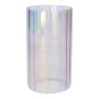 Vaso decorativo BLANDINA, vetro, scanalato, viola iridescente trasparente, 18 cm, Ø 10 cm