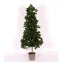 Piramide decorativa lauroceraso KUSJENKA, tronchi naturali, frutti, 150 cm - Made in Italy
