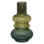 Vaso decorativo in vetro SIGURD con scanalature, marrone-cognac-blu-trasparente, 25,2 cm, Ø 14,6 cm
