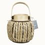 Lanterna decorativa in legno LUCELIA con portacandela, manico, intrecciata, beige, 18 cm, Ø 18 cm