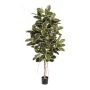Albero della gomma finto DEVI tronco naturale, verde-bianco 210cm