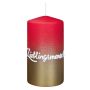 Candela tronca JARDENA con scritta, persona cara, rosso antico-oro, 13 cm, Ø 7 cm, 52 h
