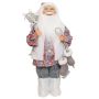 Figura di Babbo Natale ABENZIO, pattini da ghiaccio, sacco regali, bianco-grigio-rosso, 22x14x45cm