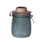 Barattolo con tappo mecanico ANNEDORE con portacandela tealight, effetto brina, verde petrolio, 15,5 cm, Ø10,5 cm