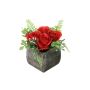 Composizione floreale artificiale di rosa, iperico ABUD, vaso decorativo, rosso, 17cm, Ø18cm