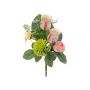 Composizione floreale artificiale di rosa, ranuncolo, Allium HOKUNA, gambo, rosa-giallo, 27cm, Ø20cm